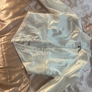 AKIRA White Satin Button-Front Crop Shirt